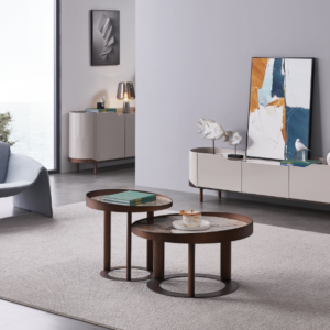 Tess Black Metal And wood Top Coffee Table With Shelf