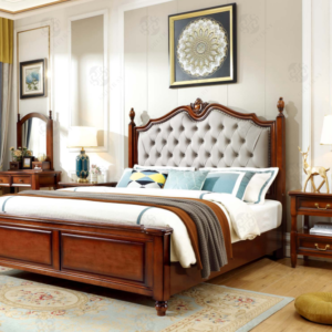 PU Headboards Upholstered Bed,Rubber wood Bed Frames