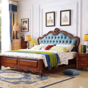 PU Leather Upholstered Bed Rubber wood for frame