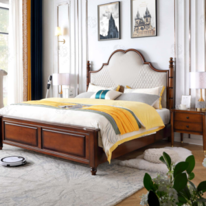 King Size Bed, Button PU Leather Upholstered Platform Bed Frame