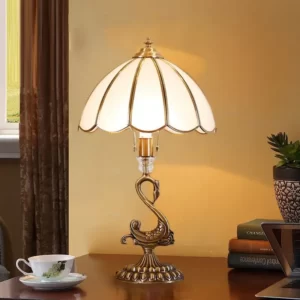 Modern Swan Copper Table Lamps LED Creative Retro Brass Glass Desk Light