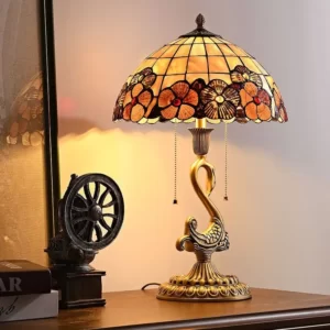 Tiffany Brass Table Lamp LED