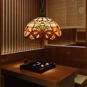 Tiffany Pendant Lamp LED Baroque Stained Glass Chandelier Light