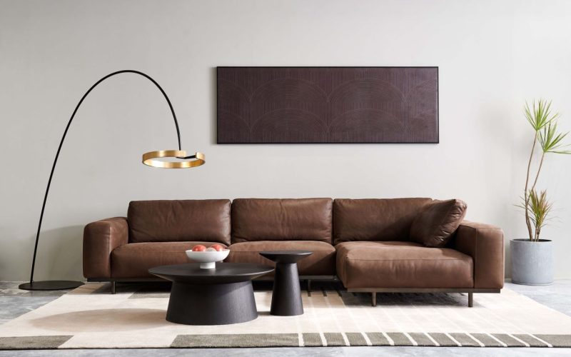 Light waxed nubuck Sofa +wooden frame Coffee table